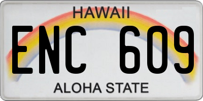 HI license plate ENC609