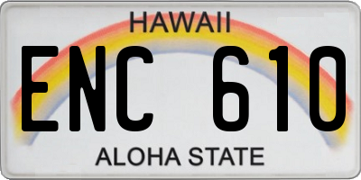 HI license plate ENC610