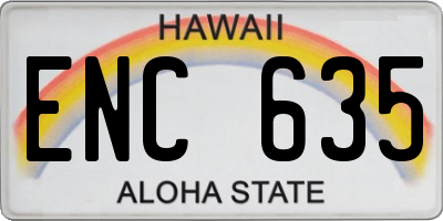HI license plate ENC635