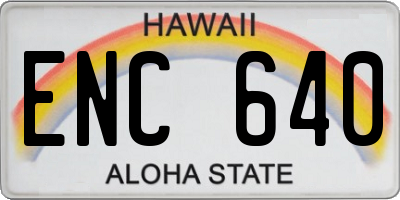 HI license plate ENC640