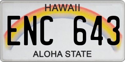 HI license plate ENC643