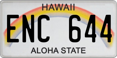 HI license plate ENC644