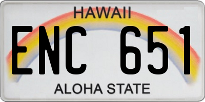 HI license plate ENC651