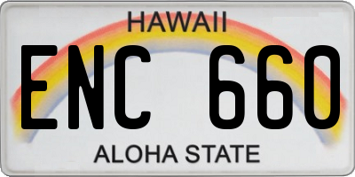 HI license plate ENC660