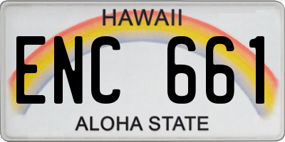 HI license plate ENC661