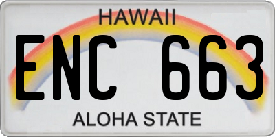 HI license plate ENC663