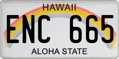 HI license plate ENC665