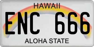 HI license plate ENC666