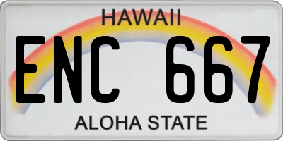 HI license plate ENC667
