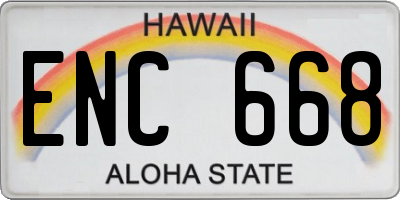 HI license plate ENC668