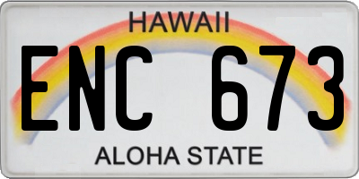 HI license plate ENC673