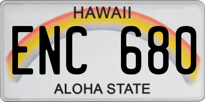 HI license plate ENC680
