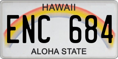 HI license plate ENC684