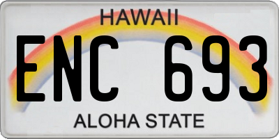 HI license plate ENC693