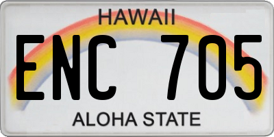 HI license plate ENC705