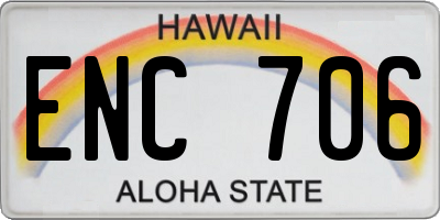 HI license plate ENC706