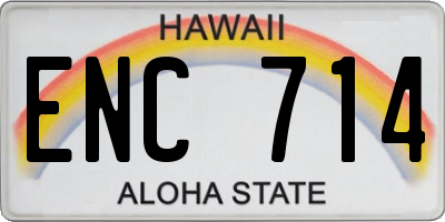 HI license plate ENC714