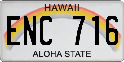HI license plate ENC716