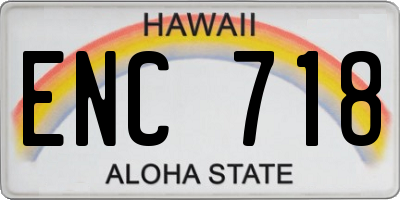 HI license plate ENC718