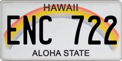 HI license plate ENC722