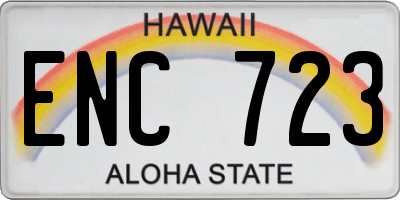 HI license plate ENC723