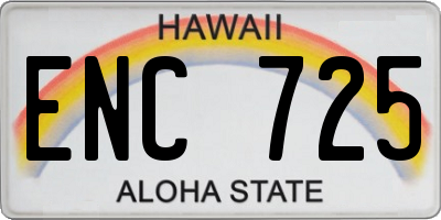 HI license plate ENC725