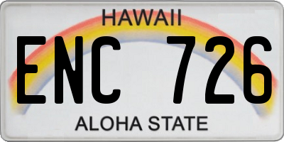 HI license plate ENC726