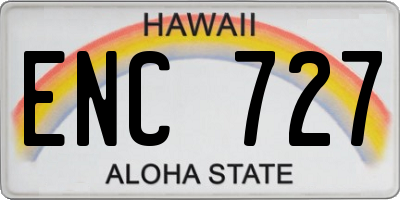 HI license plate ENC727