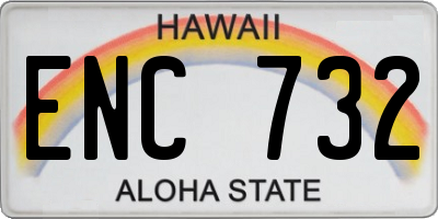 HI license plate ENC732