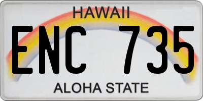 HI license plate ENC735