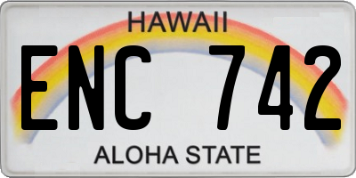 HI license plate ENC742