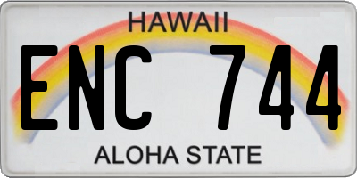 HI license plate ENC744
