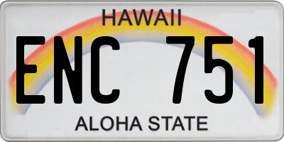 HI license plate ENC751