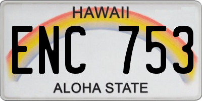 HI license plate ENC753