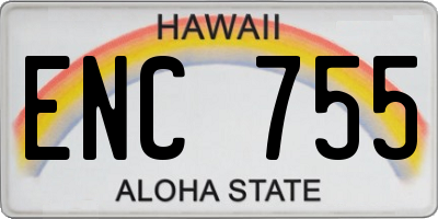 HI license plate ENC755