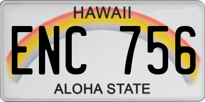 HI license plate ENC756