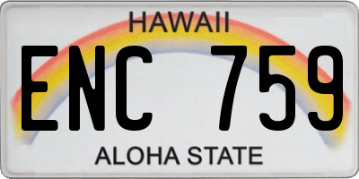 HI license plate ENC759