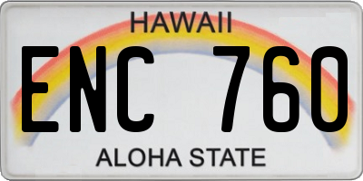 HI license plate ENC760