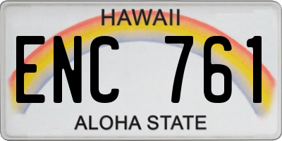 HI license plate ENC761