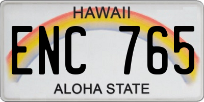 HI license plate ENC765