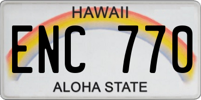 HI license plate ENC770
