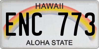 HI license plate ENC773