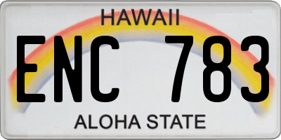 HI license plate ENC783