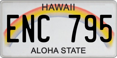 HI license plate ENC795