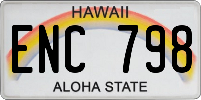 HI license plate ENC798
