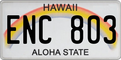 HI license plate ENC803