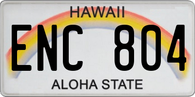 HI license plate ENC804
