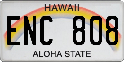 HI license plate ENC808