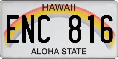 HI license plate ENC816