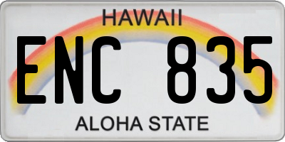 HI license plate ENC835